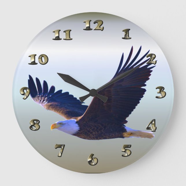 Reloj Redondo Grande Bald Eagle Flying (Anverso)
