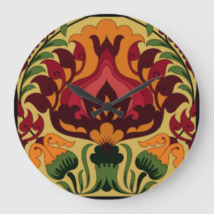Reloj Redondo Grande Baldosas de época, decoración Art Nouveau.