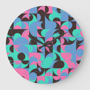 Reloj Redondo Grande Baldosas de época Neon Pink Green