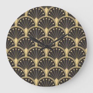 Reloj Redondo Grande Baldosas geométricas de oro planas modernas