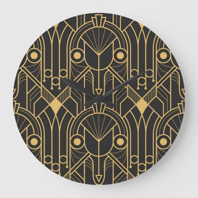 Reloj Redondo Grande Baldosas geométricas modernas Art Deco (Anverso)