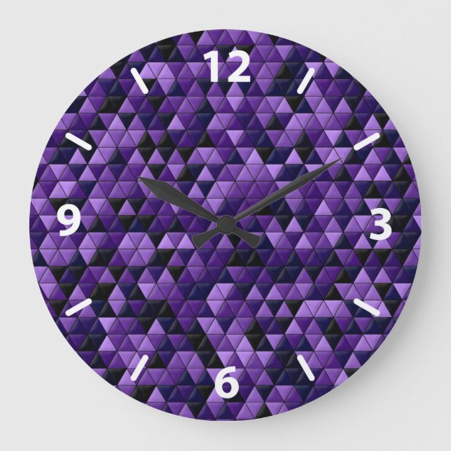 Reloj Redondo Grande Baldosas Geométricas Púrpura (Anverso)