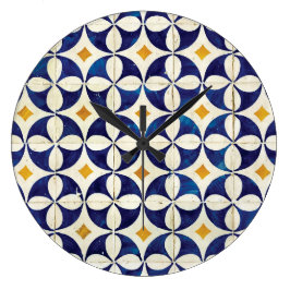 Reloj Redondo Grande Baldosas portuguesas - Diseño del patrón Azulejo