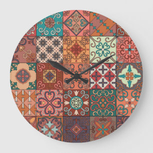 Reloj Redondo Grande Baldosas Portuguesas: Talavera Estilo Azulejo.