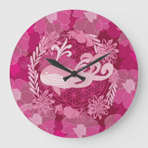 Reloj Redondo Grande Ballena flor de la vida