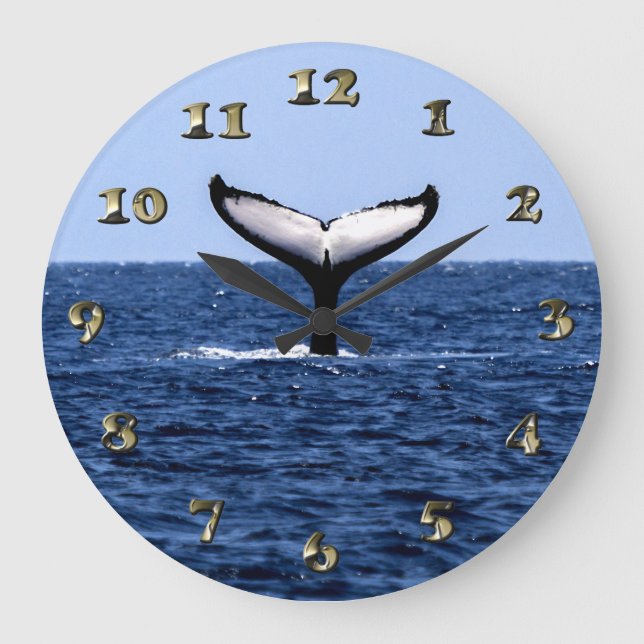 Reloj Redondo Grande Ballena jorobada en el océano (Anverso)