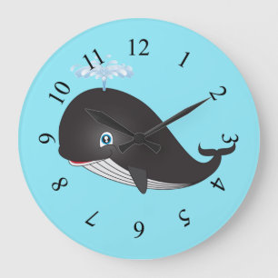 Reloj Redondo Grande Ballena Personalizado Cute