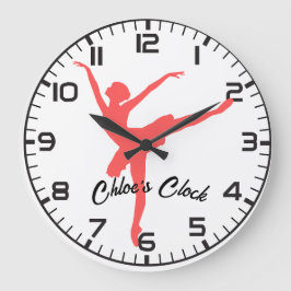 Reloj Redondo Grande Ballerina rosa. Nombre del personalizable.