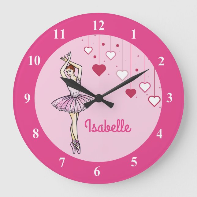 Reloj Redondo Grande Ballerina with Pink Dress and Pointe Toe Shoes (Anverso)