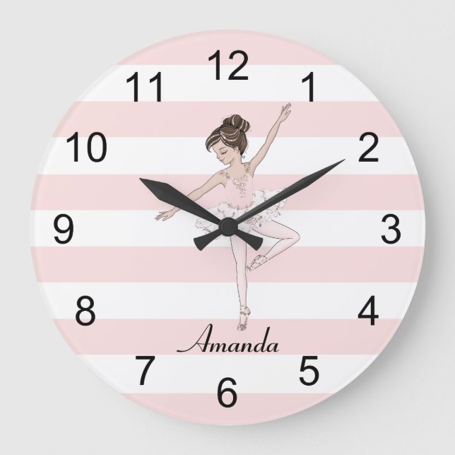 Reloj Redondo Grande Ballet clásico Brunette chica ballerina passe (Anverso)