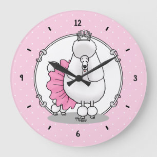 Reloj Redondo Grande Ballet divertido Ballerina Princesa Poodle Perro (