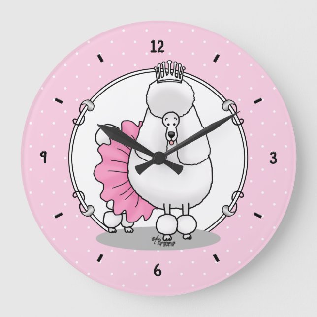 Reloj Redondo Grande Ballet divertido Ballerina Princesa Poodle Perro ( (Anverso)
