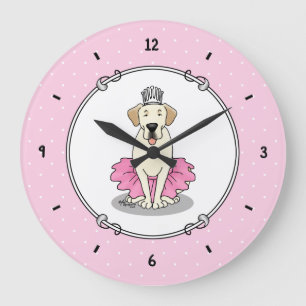 Reloj Redondo Grande Ballet Princesa Amarillo Laboratorio Labrador Perr