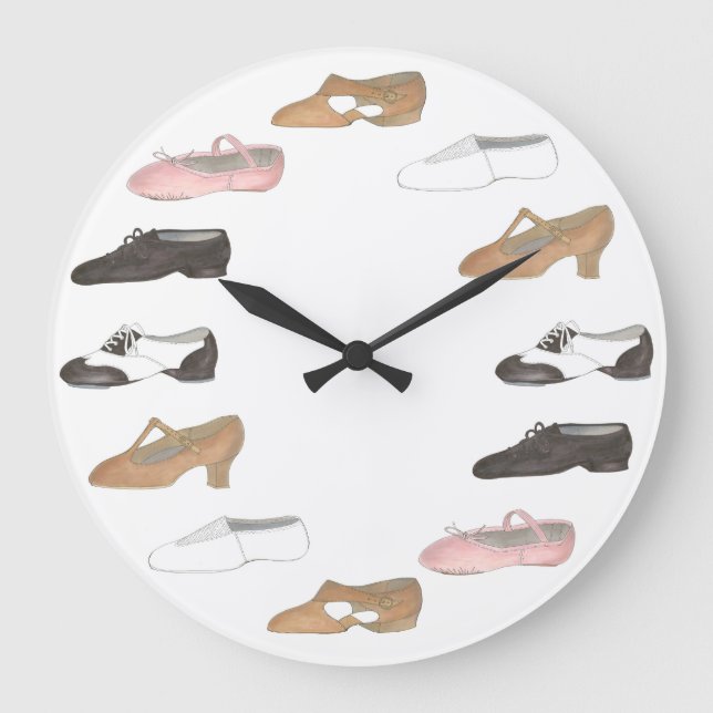 Reloj Redondo Grande Ballet Tap Jazz Lyrical Acro Shoes Dance Studio (Anverso)