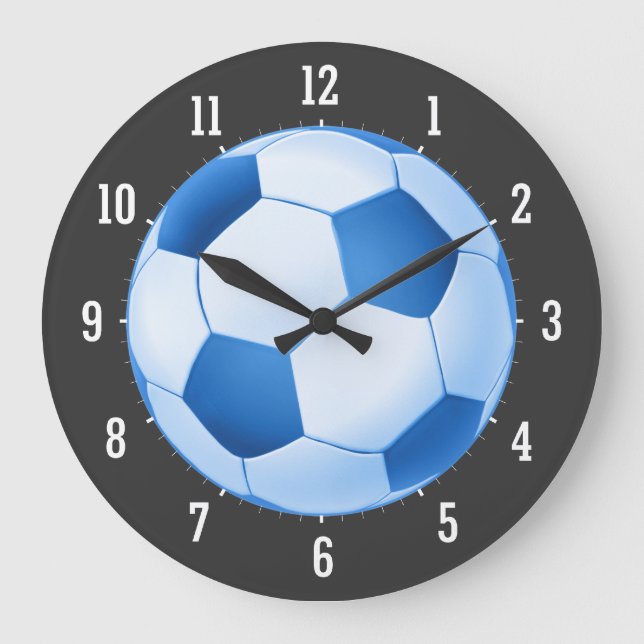 Reloj Redondo Grande Balón de fútbol azul (Anverso)