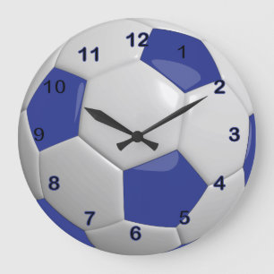 Reloj Redondo Grande Balón de fútbol   Azul oscuro