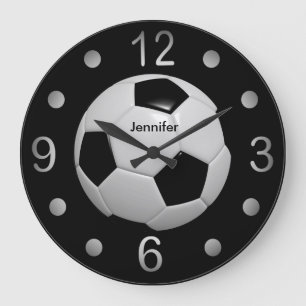 Reloj Redondo Grande Balón de fútbol blanco y negro