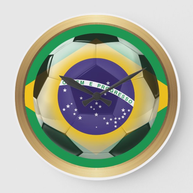 Reloj Redondo Grande Balón de fútbol Brasil / Brasil (Anverso)