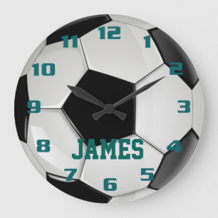 Reloj Redondo Grande Balón de fútbol con monograma