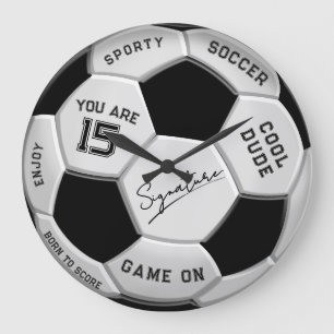 Reloj Redondo Grande Balón de Fútbol Personalizado Cumpleaños   Edad No