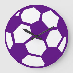 Reloj Redondo Grande Balón de fútbol púrpura