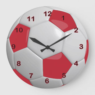 Reloj Redondo Grande Balón de fútbol Rojo oscuro