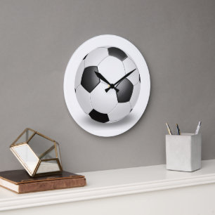 Reloj Redondo Grande Balón de fútbol sobre blanco