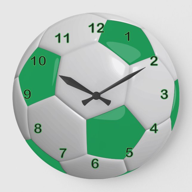 Reloj Redondo Grande Balón de fútbol | Verde (Anverso)