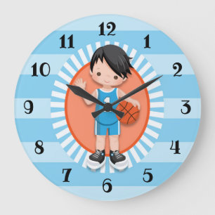 Reloj Redondo Grande Baloncestista Black Hair Boy