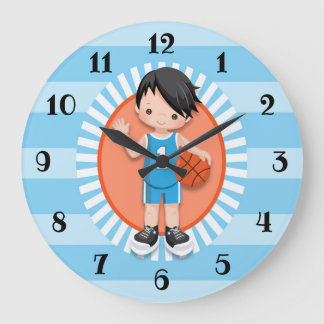 Reloj Redondo Grande Baloncestista Black Hair Boy