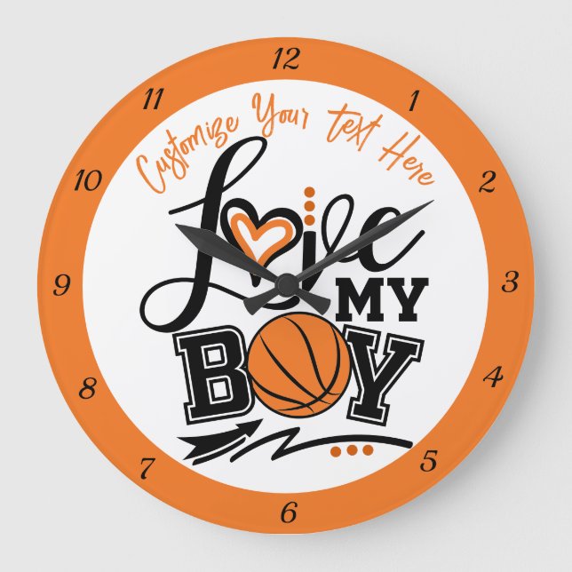 Reloj Redondo Grande Baloncesto Amar a mi niño Cita Deportes Personaliz (Anverso)