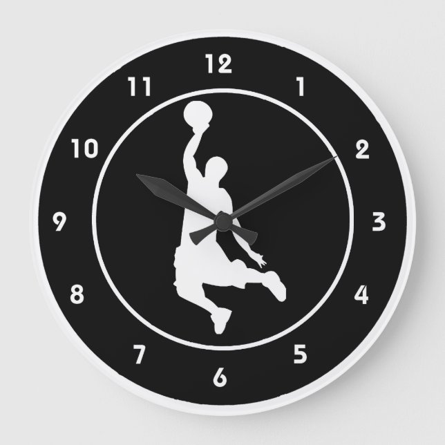 Reloj Redondo Grande Baloncesto Diseño Muro de Baloncesto (Anverso)