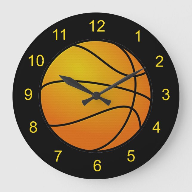 Reloj Redondo Grande Baloncesto Diseño Muro de Baloncesto (Anverso)