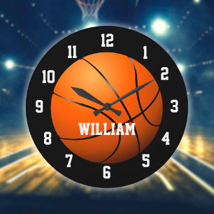 Reloj Redondo Grande Baloncesto Nombre Personalizado Personalizado