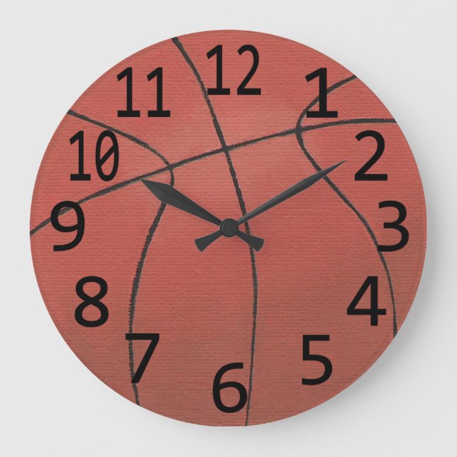 Reloj Redondo Grande Baloncesto Pintando grandes números negros Sports  (Anverso)