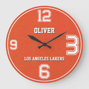 Reloj Redondo Grande Baloncesto Texturizado Deportes Nombre Personaliza