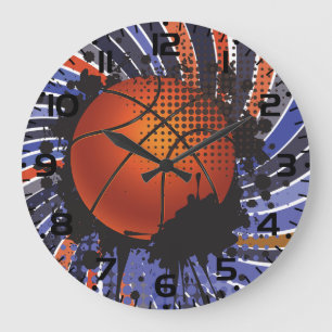 Reloj Redondo Grande Baloncesto Urbano Abstracto Grunge Retro Deportes