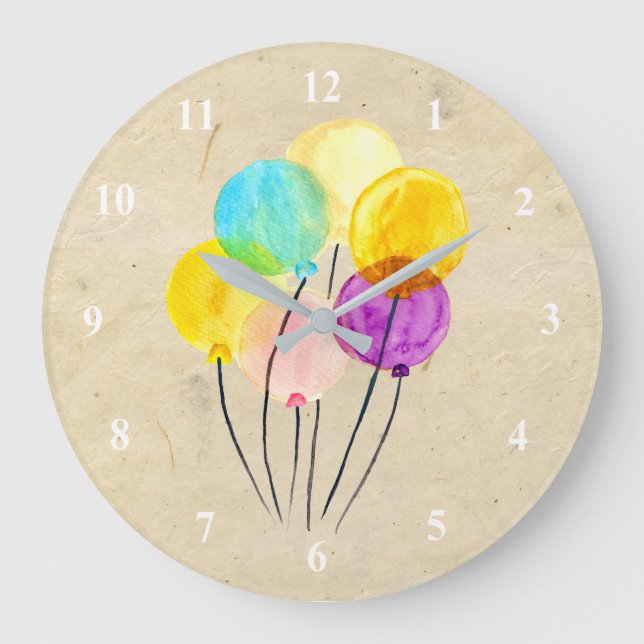 Reloj Redondo Grande Balones de color pastel (Anverso)
