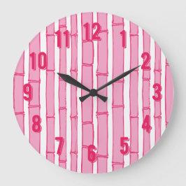 Reloj Redondo Grande Bambooey Bamboo Stripe in Pink