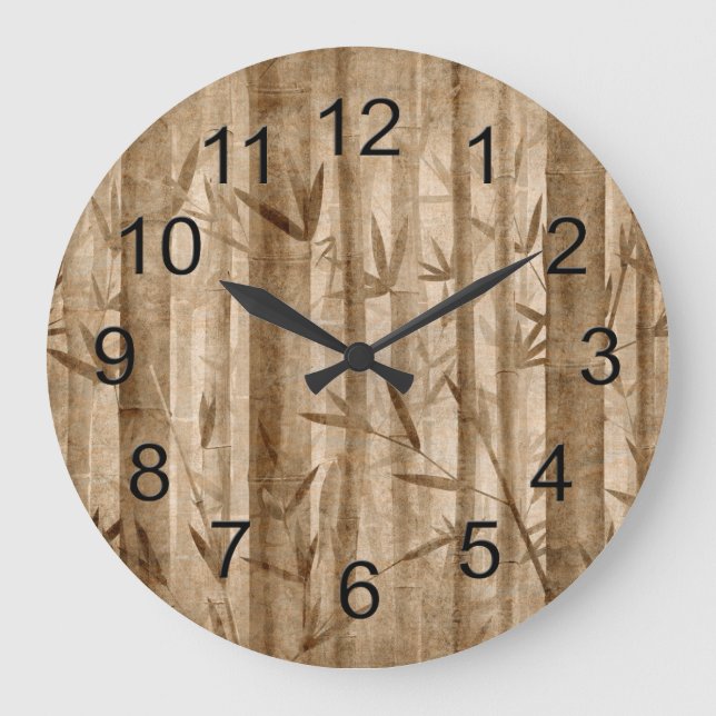 Reloj Redondo Grande Bambú natural magnífico (Anverso)