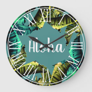 Reloj Redondo Grande Banana tropical deja a Aloha