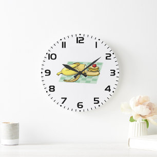 Reloj Redondo Grande Banana y crepes Desayuno Divertido Comida