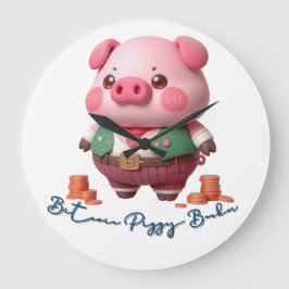 Reloj Redondo Grande Banca Bitcoin Piggy