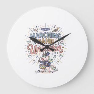 Reloj Redondo Grande Banda de Música de Unicornios Unicornio Impresión 