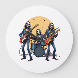 Reloj Redondo Grande Banda de Rock de Esqueleto � Camiseta Divertida de
