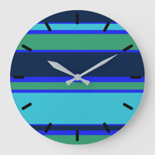 Reloj Redondo Grande Bandas azules y verdes