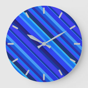 Reloj Redondo Grande Bandas diagonales azules