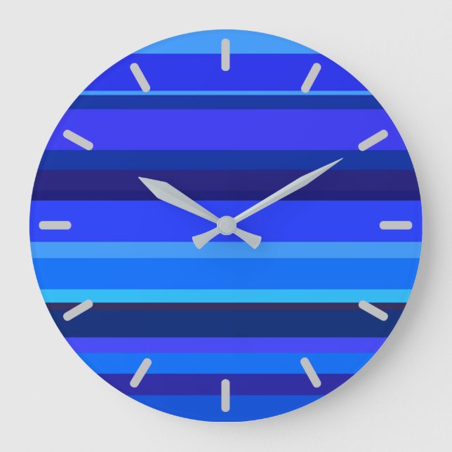 Reloj Redondo Grande Bandas horizontales azules (Anverso)