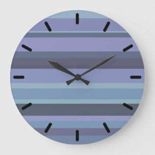 Reloj Redondo Grande Bandas horizontales de color azul-gris