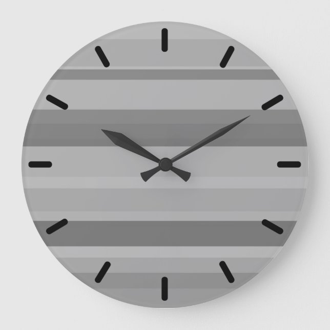 Reloj Redondo Grande Bandas horizontales grises (Anverso)